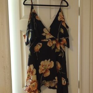 Asymmetrical Floral V-Neck Dress
